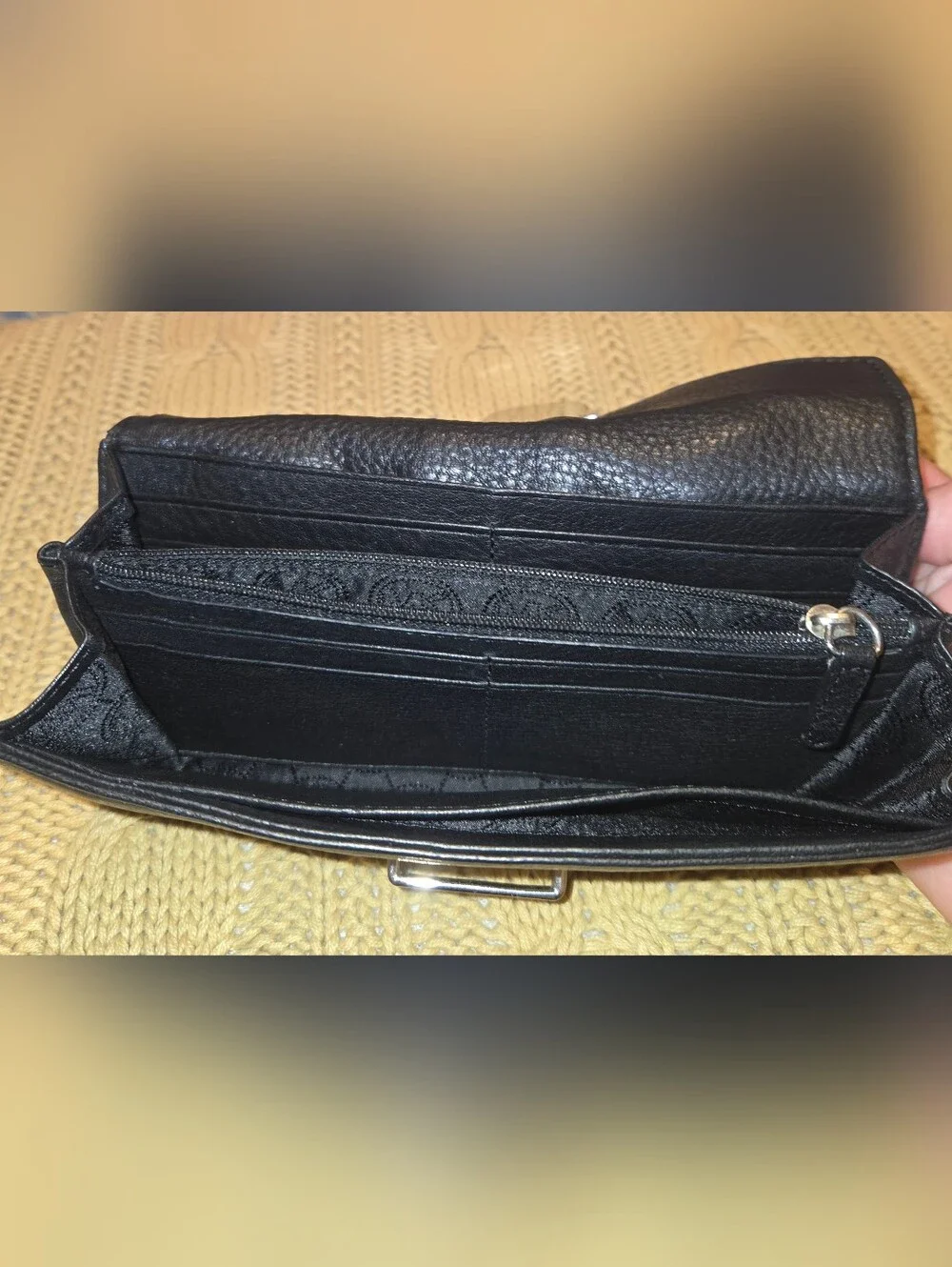 Michael Kors Black Leather Wallet with Silver-Tone Lock